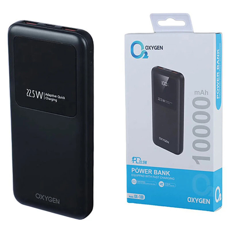 پاور بانک فست شارژ اکسیژن OX-100 PD 22.5W ظرفیت 10000 میلی آمپر ساعت