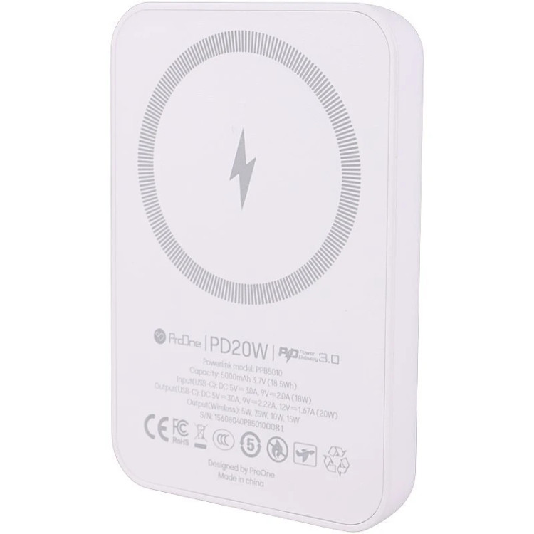 پاور بانک بی سیم فست شارژ پرووان PPB5010 PD3.0 20W ظرفیت 5000 میلی آمپر ساعت